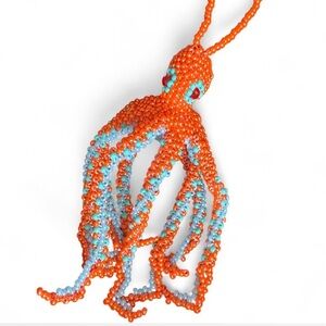 Beaded Orange and Blue Octopus
